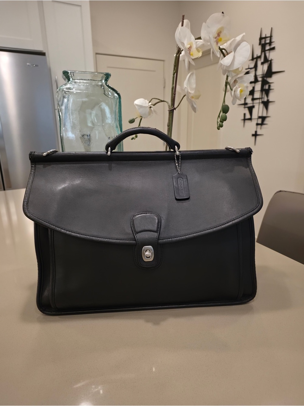 Vintage Coach Beekman 5266 Leather Briefcase Laptop Bag in Black Leather